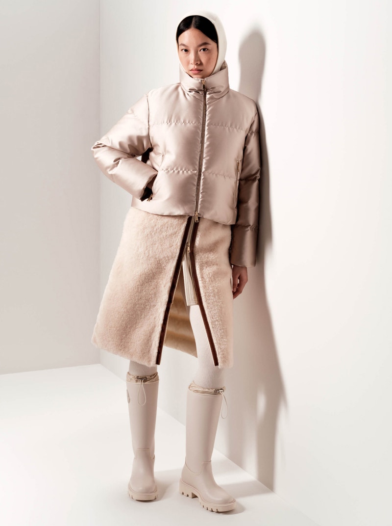 Moncler women's down jackets with duchesse, shearling and wool knits